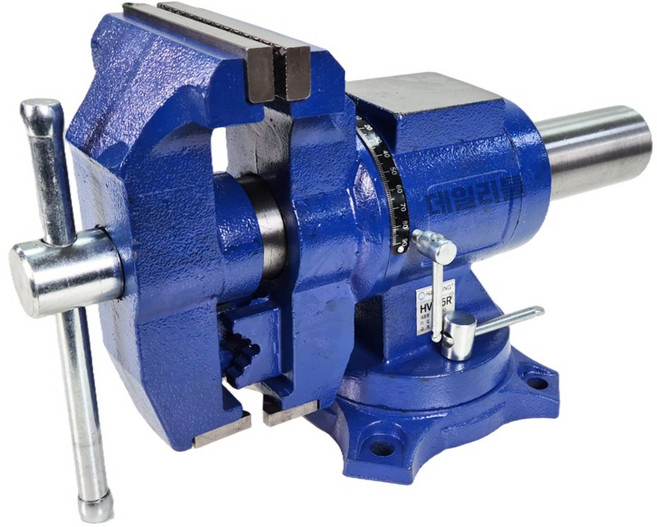 한성 360도 회전형 탁상바이스 125mm 5인치 목공 파이프 각도 책상 테이블 바이스, 1개