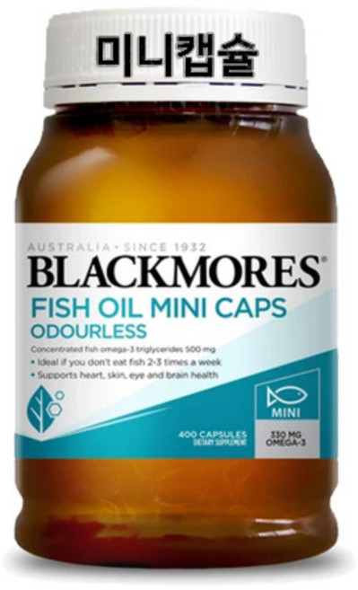 Blackmores 블랙모어스 무취 오메가 피쉬 오일 1000mg 400캡슐 Odourless Fish Oil, 1개, 400정