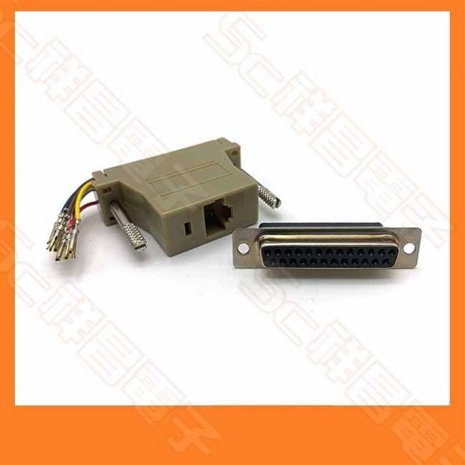 D-Sub 25針轉 RJ45 網路轉換頭 RS232 連接器, 1個, 母