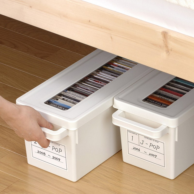 이노마타 DVD보관함 CD보관 만화책 라면 팬트리 수납정리함 리빙박스 2type, 1개, 화이트 M