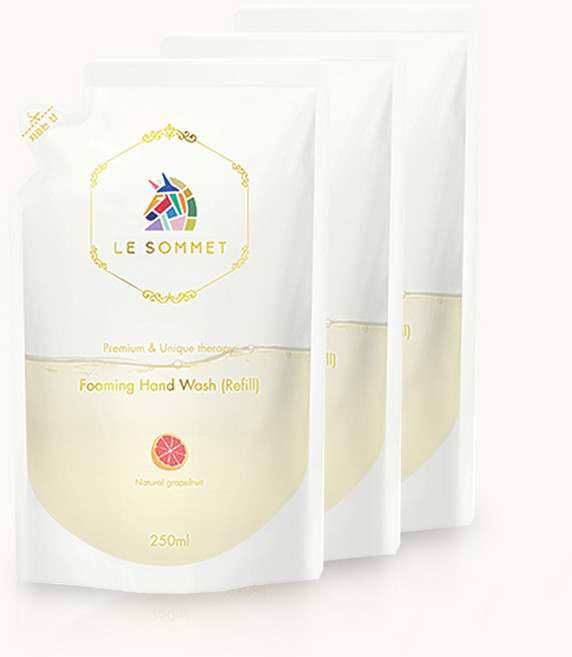 르소메 프리미엄 포밍 자몽향 거품 세균 제거 손세정제 손소독제 핸드워시 리필 250ml, 3개