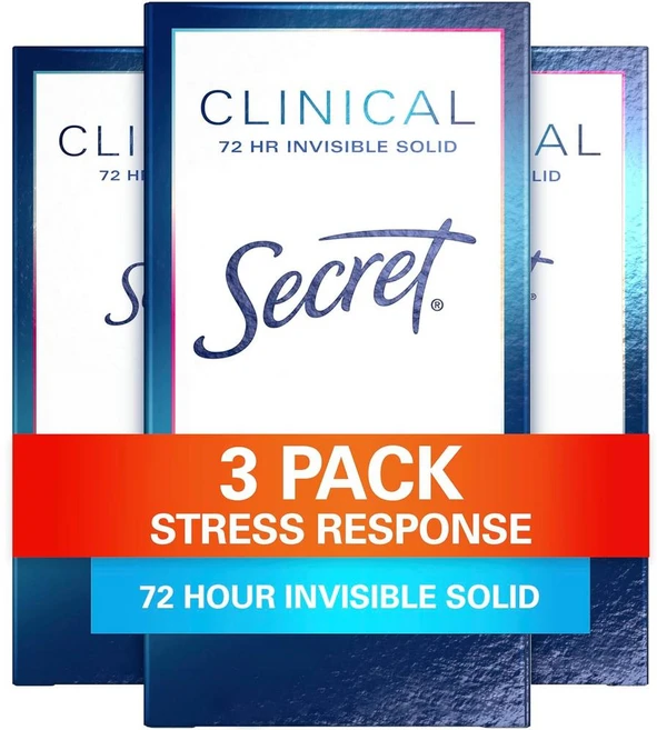 Secret 시크릿 클리니컬 스트렝스 앤 우먼 데오드란트 인비저블 솔리드 리스폰스 화이트, 3개, 45g - 쿠팡