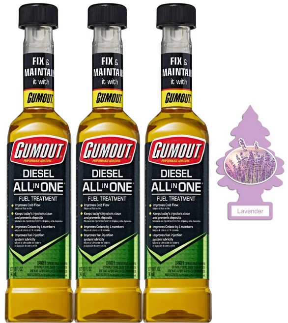 [공식 피카몰 직접 발송 정품]검아웃 올인원 연료첨가제 296ml 3개 + 사은품 방향제1개, 디젤/경유, 라벤더 향 - 쿠팡