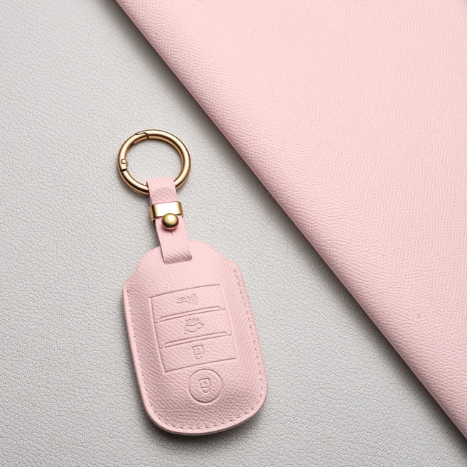 기아 키 커버 케이스 A4타입 4버튼 호환 (K3K5쏘울올뉴카렌스카니발니로쏘렌토스포티지 등), 기아/A4 타입, 피치핑크