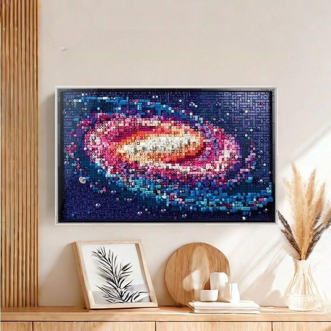 은하수 액자 픽셀 전시케이스 호환 더스트커버 블록 우주 반 하이퀄리티, 올인원+벽걸이형, LEGO 31212 시리즈, 1개