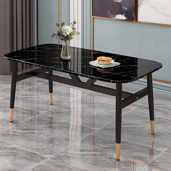 뷔이위이 식탁 거실 현대식 다인용 테이블, 블랙, 4인용