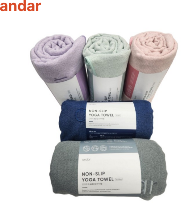 안다르 릴렉스 논슬립 요가 타월, 1개, 뉴트럴그레이
