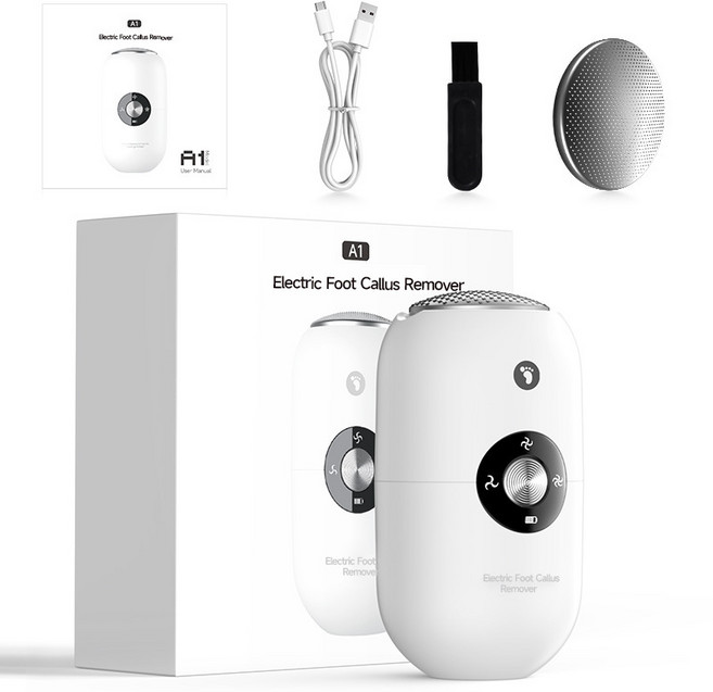 JIZZU발각질제거 고급형 굳은살제거 미니 각질제거기 회전식, 화이트