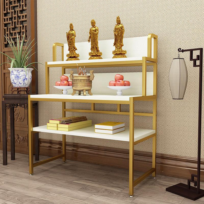 법당다이 불단 불상 테이블 부처상 받침대 불교 가정용, 1개, 60x50x120 골드 프레임 + 화이트