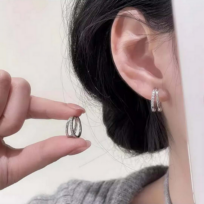 아인리 925실버 큐빅 더블라인 원터치 링 R-001