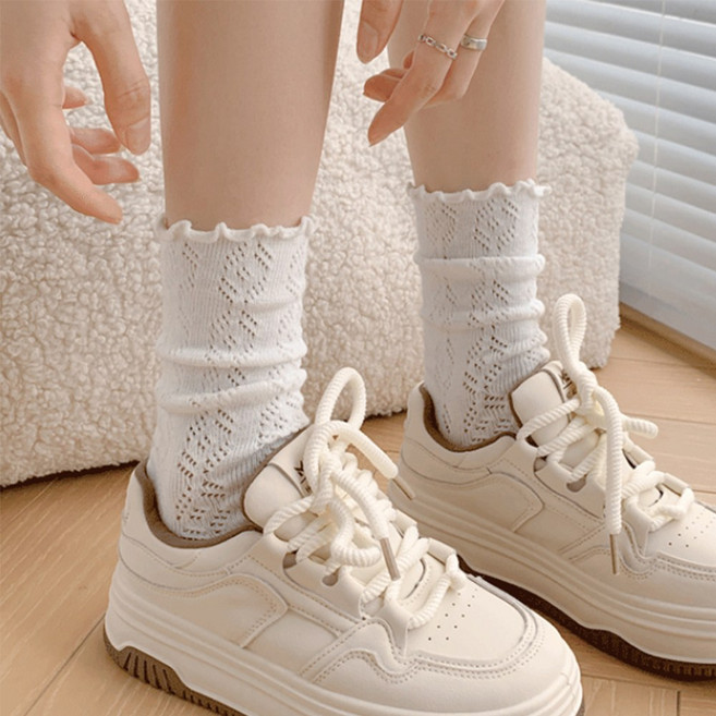 비아워게스트 무압박 레이스 프릴 양말 4켤레