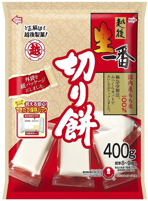 일본 에치고 키리모찌 구워먹는떡 찹쌀떡 절떡 400g, 1개