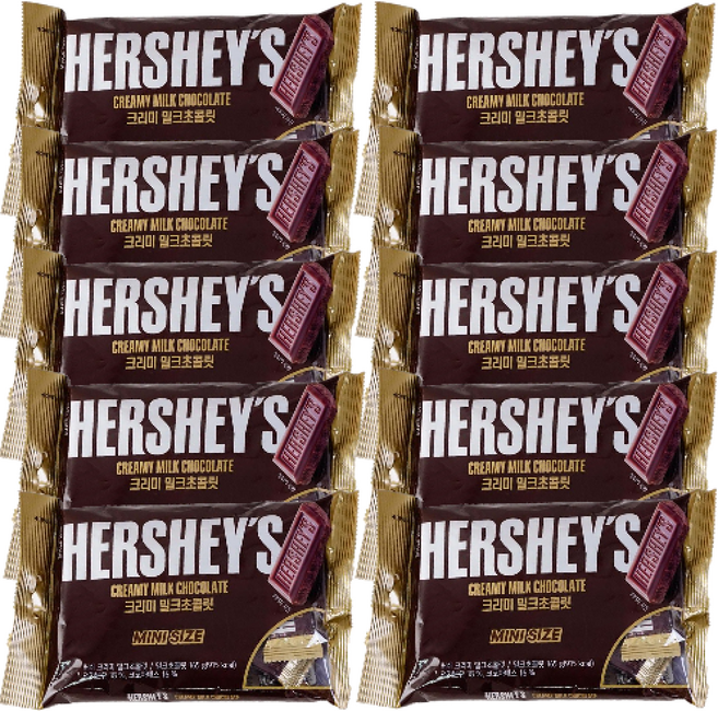 허쉬 밀크초콜릿 스낵사이즈, 165g, 10개
