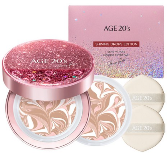에이지투웨니스 예리코 로즈 에센스 커버 팩트 샤이닝 드롭 케이스 1p + 리필 2p 세트 12.5g, T21, 1개