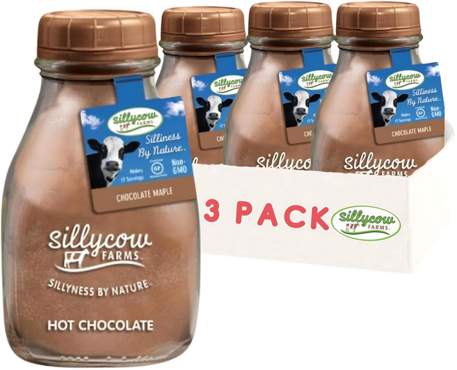 실리 카우 팜스 핫 초콜릿 믹스 16.9온스 유리병 (3개 Sillycow Farms Maple Hot Chocolate Mix | Rich Chocolate Delight |, N/A, 1.05파운드(3팩), 1개