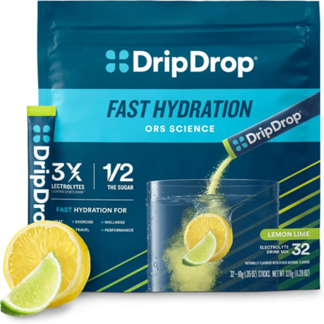 DripDrop Hydration 전해질 분말 패킷 레몬 라임 32개 드립드롭, 성인남녀공용, 225g, 1개 - 쿠팡