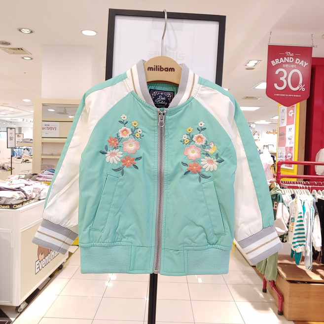 리틀밥독 봄이월 초특가 스카이 잔꽃 자수 봄점퍼 아동 키즈 토들러