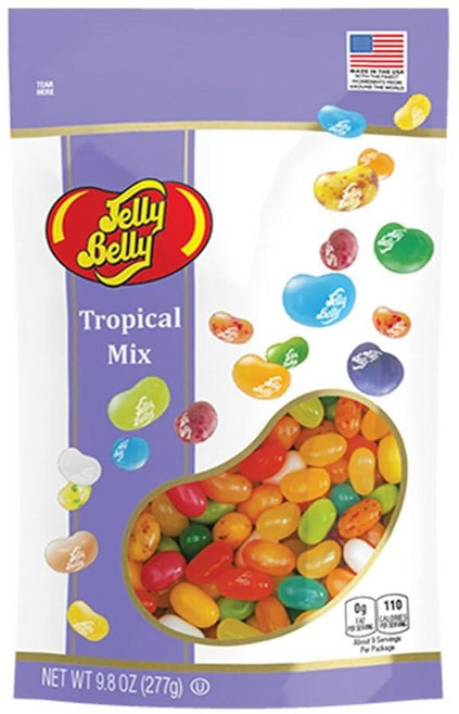 Jelly Belly Candy Company 트로피컬 믹스 젤리 빈 고메 츄이 캔디 이국적인 과일 맛 캔디 글루텐 프리 간식 277.8g(9.5온스) 멀티, 277g, 1개
