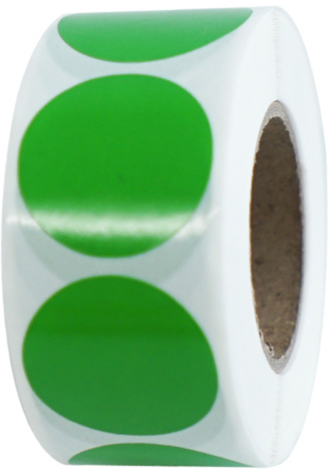 디어플레이스 컬러 롤스티커 500매 2.5cm, 1롤, 04.원형_그린