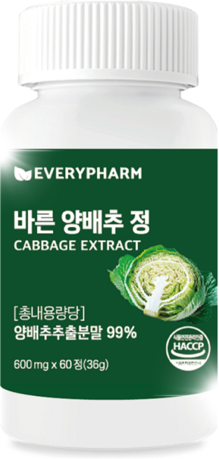 에브리팜 양배추 정 국내산 HACCP 인증, 1개, 60정