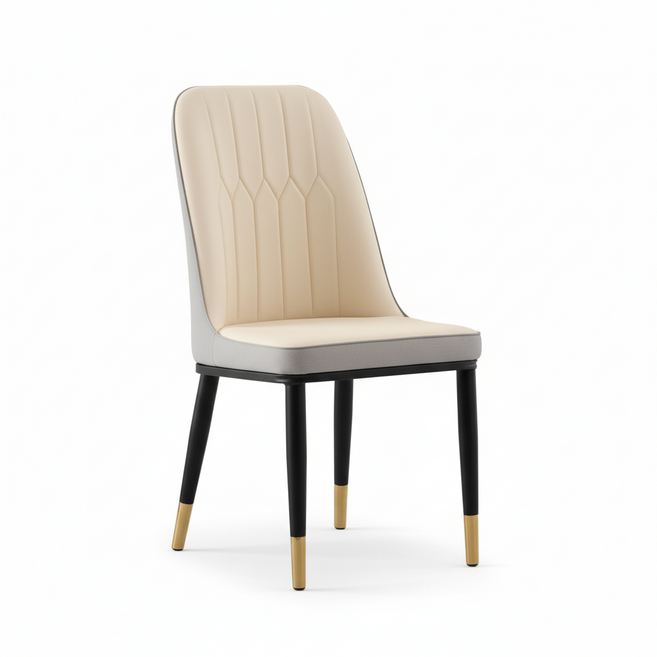 好的家居 北歐皮革撞色餐椅 休閒椅 麻將椅 辦公椅, 米白+淺灰(拼色), 1件