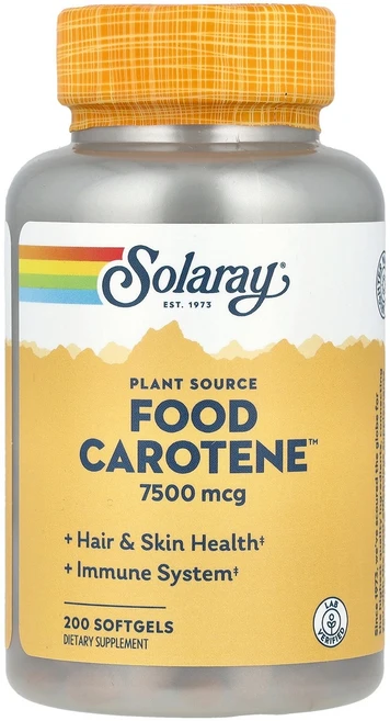 Solaray Plant Source Food Carotene™ 소프트젤 200정 Solaray (솔라레이), Solaray, Plant Source Food Car, 1개 - 쿠팡