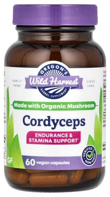 Oregon's Wild Harvest 동충하초 베지 캡슐 60정(캡슐 1정당 525mg) OWH-00402, 1개 - 쿠팡