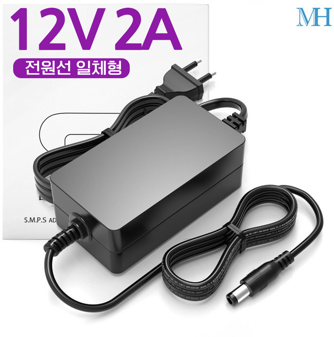 명호전자 12V2A 아답터 전원선일체형(TY1200200ZImn) DC 12V 2A 어댑터, 1개, 12V2A 아답터(전원선일체형)