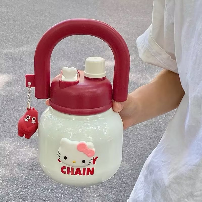 밀크카 헬로키티 텀블러 보냉성 좋은 누수 없는 써모스텀블러, 1개, 680ml, 붉은색