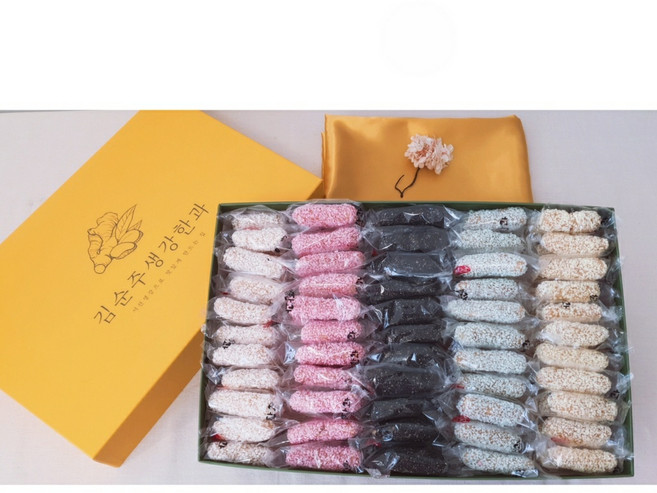 김순주생강한과 한과선물세트 명인한과 손수고아만든조청사용 고급색깔유과, 100g, 1개