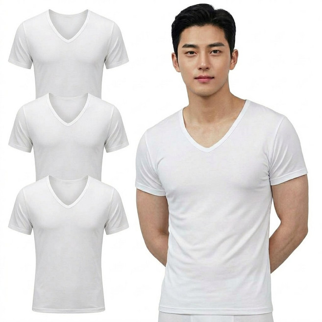 남성 인견 반팔 런닝 3p 3매세트 국산 여름 냉감 심리스 속옷