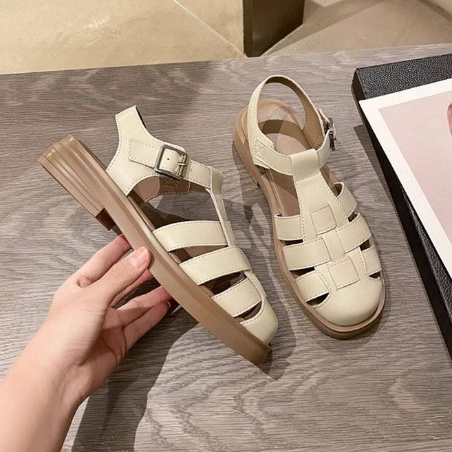 여성 캐주얼 짜임 스트랩 샌들 키높이 피셔맨 위빙 로마 샌들