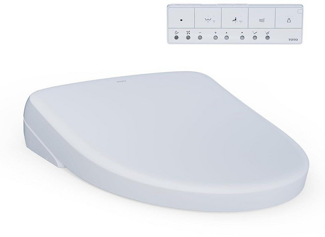 TOTO WASHLET+ S7 전자 비데 변기 시트 EWATER+ 그릇 및 지팡이 청소 현대적인 뚜껑 길쭉한 면 화이트 - SW4726AT40#01 101861, Contemporary Lid, Cotton White