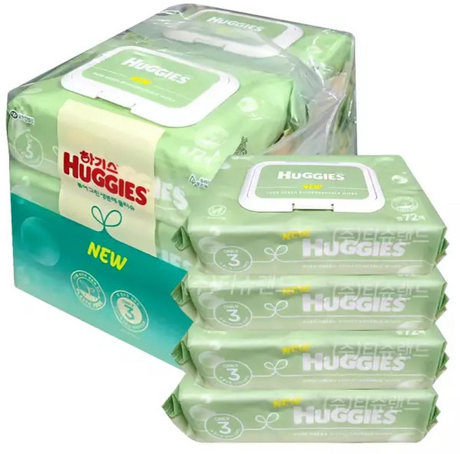 하기스 퓨어그린 생분해 물티슈 캡형 72매x10개, 10개, 720매입