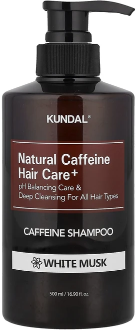 Kundal 천연 카페인 헤어 케어+ 샴푸 모든 모발용 화이트 머스크 500ml(16.9fl oz), Kundal천연카페인헤어케어샴푸모든모발용화이트머스크50, 1개, 500ml - 쿠팡