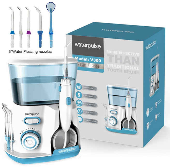 구강 세정기 청정기 치아 치석 청소 관리 물 치실 워터 파워 플로스 치과 위생 플로서 5 노즐 10 단계 20-120PSI, 1개