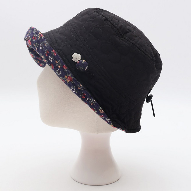 에스랑 리안퀄팅 여성 중년 면 코튼 벙거지 버킷햇 모자