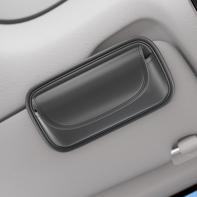 KDNC 차량용 선글라스 가죽 수납케이스, 검은색, 1개