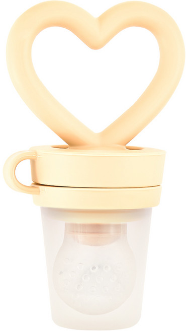 퍼기 하트 손잡이 실리콘 과일 과즙망, 아이보리, 1개