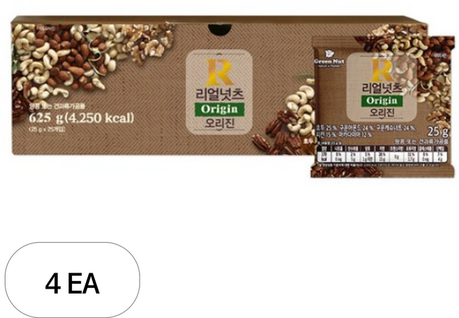 그린너트 리얼넛츠 오리진 믹스넛, 625g, 4박스