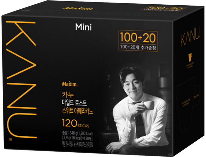 맥심 카누 미니 마일드 로스트 스위트 아메리카노 120개입 사무실 스터디카페 커피, 1개