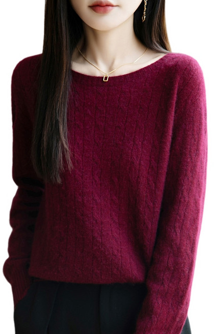 제이유미 여성 라운드 케이블 꽈배기 긴팔 니트 스웨터 GH-252