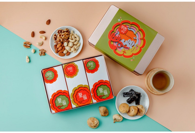 翠園食品 聚福養生堅果禮盒 綜合堅果 無花果乾 芝麻糕 伴手禮, 1個