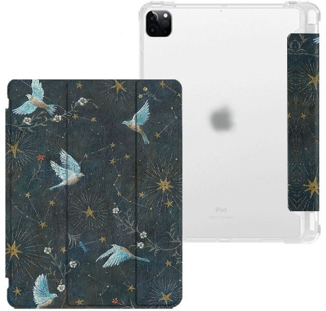 블루버드 빈티지 아이패드케이스 태블릿커버, 3단펜슬롯o, 1개