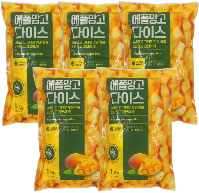 산들네이처 냉동 애플망고 다이스 5kg (1kg x 5봉), 5개, 1kg