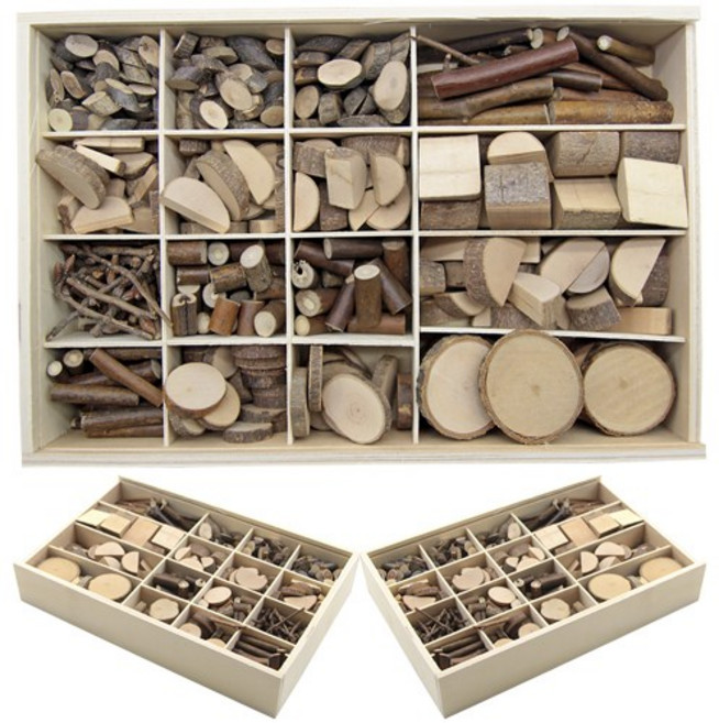 attizone 천연나무조각 세트 - 3종 만들기재료 공예공작 나무재료, A세트