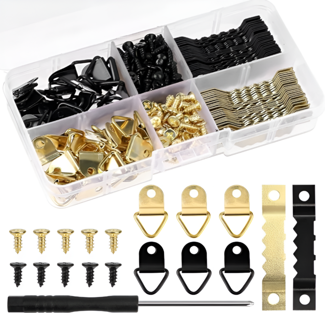 액자고리 후크 소품걸이 나사 252pcs, 골드+블랙, 1세트
