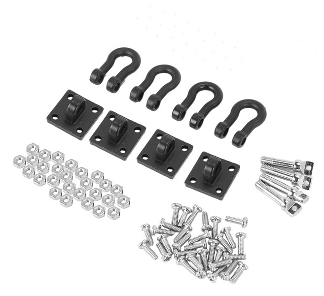 4Pcs 트레일러 견인 버클 견인 걸쇠 후크 1/10 RC 락 크롤러 축 SCX10 Traxxas TRX4 TAMIYA D110 RC 자동차 트럭, 하나, 검은색, 1개