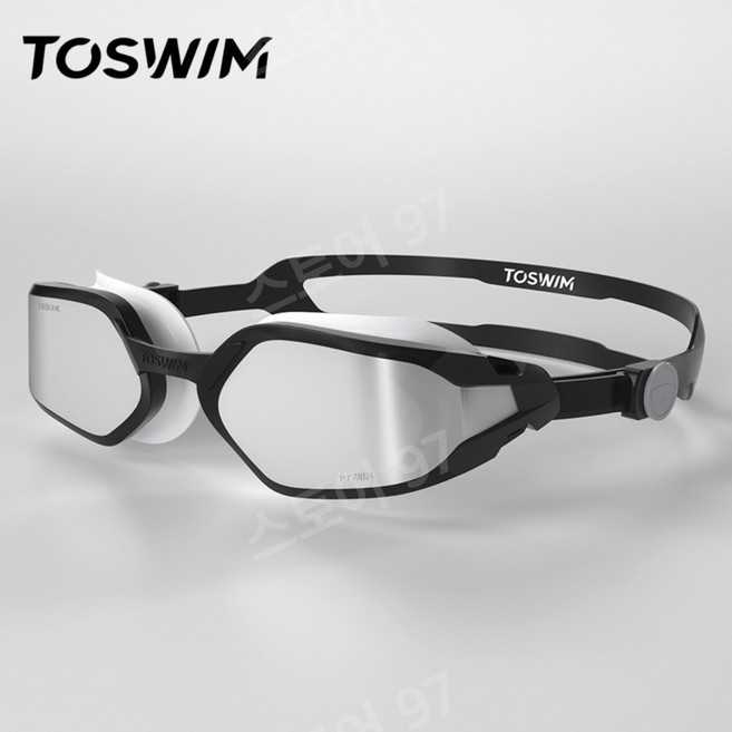 TOSWIM 도수수경 대형 프레임 수경, 도수없음, 블랙 실버, 1개