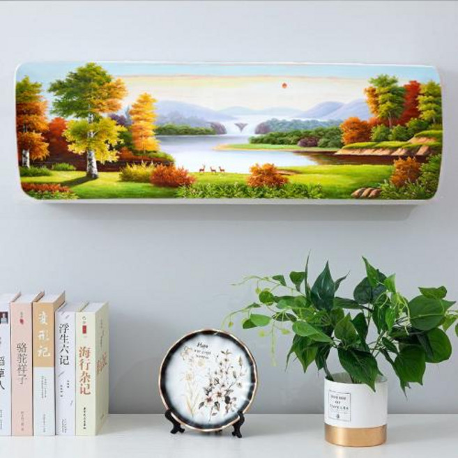 패션 프린트 에어컨 커버 원단 보호 케이스 방진 걸이식 에어컨 전신 패키지 홈 데코, 42) 09 - 1.5P